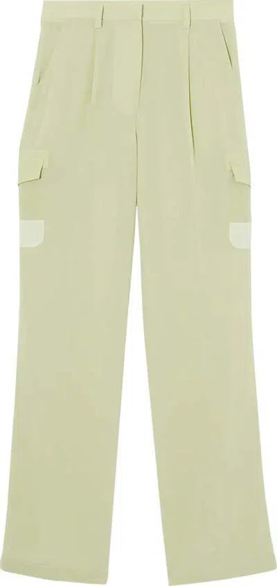 Pre-owned Burberry Women's  Midrise Silk Trousers In Mist Green