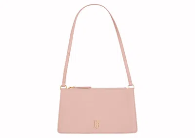 Pre-owned Burberry Women's  Mini Tb Grainy Leather Pouch Handbag In Pink
