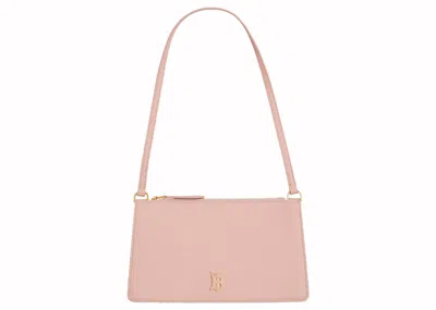 Pre-owned Burberry Women's  Mini Tb Grainy Leather Pouch In Pink