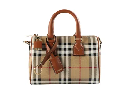 Pre-owned Burberry Women's  Mn Bowling Bag In Vintage Check/briar Brown
