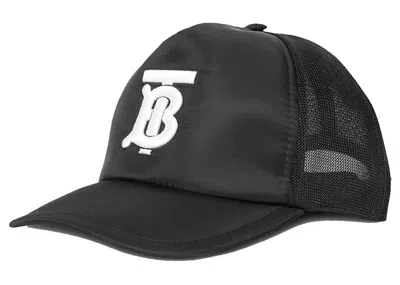 Pre-owned Burberry Women's  Monogram Embroidered Trucker Cap In Black/white