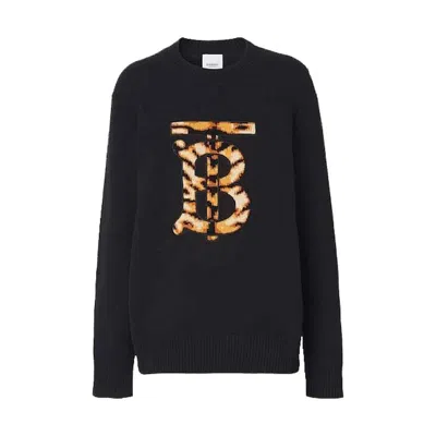 Pre-owned Burberry Women's  Monogram Motif Cashmere Sweater In Black