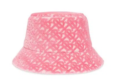Pre-owned Burberry Women's  Monogram Velvet Bucket Hat In Pink/lime