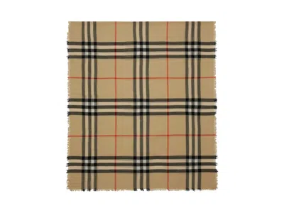Pre-owned Burberry Women's  Mu Gcightweight Wool Scarf In Rl Black