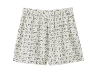 Pre-owned Burberry Women's  Mulberry Silk Boxer Shorts In Silver/white