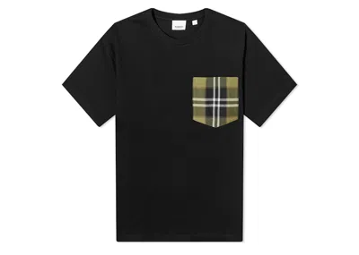 Pre-owned Burberry Women's  Oversized Checked Twilltrimmed Cottonjersey T-shirt In Black