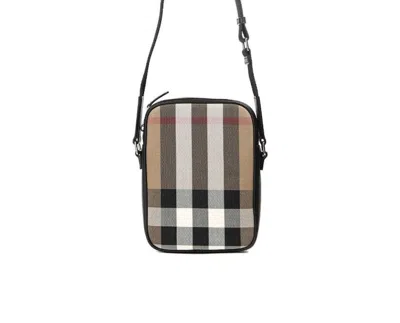 Pre-owned Burberry Women's  Paddy Check Canvas Shoulder Bag In Taupe Brown