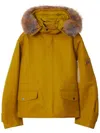 Burberry Short Double Cotton Twill Parka With Removable Faux Fur Hood In A4723
