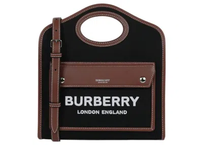 Pre-owned Burberry Women's  Pocket Shoulder Bag In Black/tan In Multi