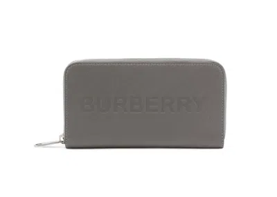 Pre-owned Burberry Women's  Porter Leather Flap Continental Long Wallet In Grey