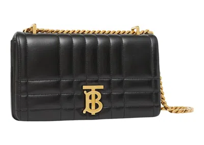 Pre-owned Burberry Women's  Quilted Leather Lola Bag Small In Black/gold/tone
