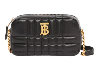 Pre-owned Burberry Women's  Quilted Leather Mini Lola Camera Bag In Black/gold/tone