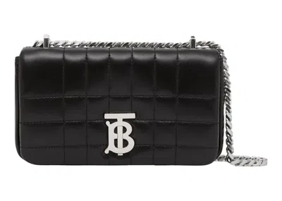 Pre-owned Burberry Women's  Quilted Leather Mini Lola Crossbody Bag In Black/silver/tone