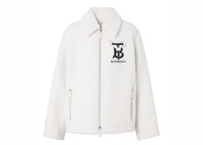 Pre-owned Burberry Women's  Rabbit Applique Fleece Jacket In Ecru