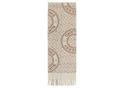 Pre-owned Burberry Women's  Reversible Cashmere Scarf In White