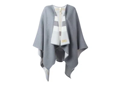 Pre-owned Burberry Women's  Reversible Check Merino Wool Cape In Light Grey