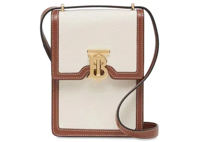 Pre-owned Burberry Women's  Robin Mini Bag In White/tan