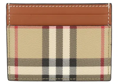 Pre-owned Burberry Women's  Sandon Check Card Holder In Archive Beige