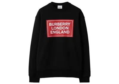 Pre-owned Burberry Women's  Santo Logo Print Crew Sweater In Black