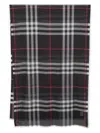 Burberry Blue Giant Check Wool And Silk Blend Scarf In Blue