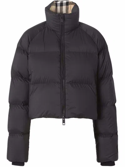 Pre-owned Burberry Women's  Short Padded Jacket In Black/beige In Multi