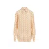 Burberry B-closure Print Silk Poplin Shirt In Multicolor