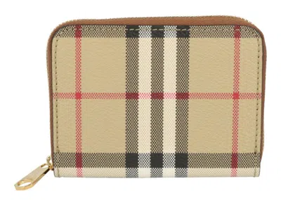 Pre-owned Burberry Women's  Small Check Printed Wallet In Archive Beige