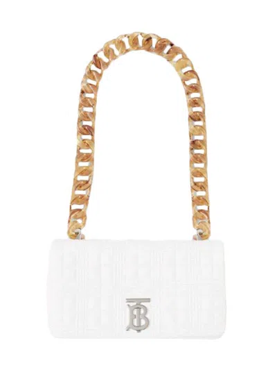 Pre-owned Burberry Women's  Small Lola Quilted Leather Shoulder Bag In White