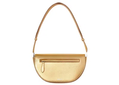 Pre-owned Burberry Women's  Small Metallic Leather Olympia Shoulder Bag In Gold