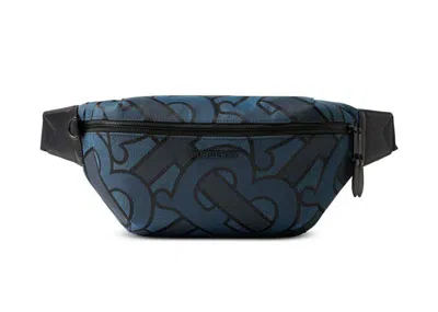 Pre-owned Burberry Women's  Sonny Monogramjacquard Belt Bag In Blue