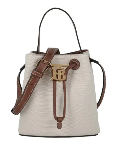 Pre-owned Burberry Women's  Tb Cotton Bucket Bag In Brown