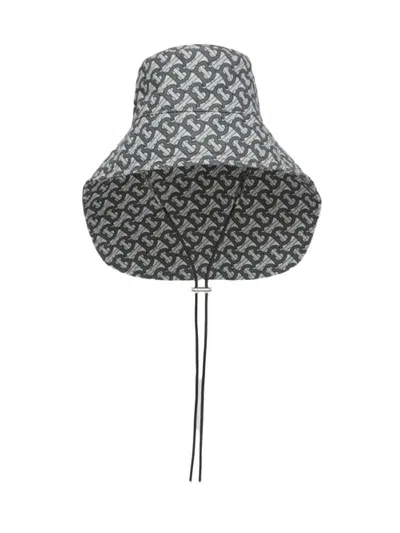 Pre-owned Burberry Women's  Tb Monogram Logo Fisherman Bucket Hat In Grey In Gray