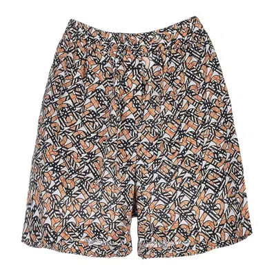 Pre-owned Burberry Women's  Tb Monogram Shorts In White/beige