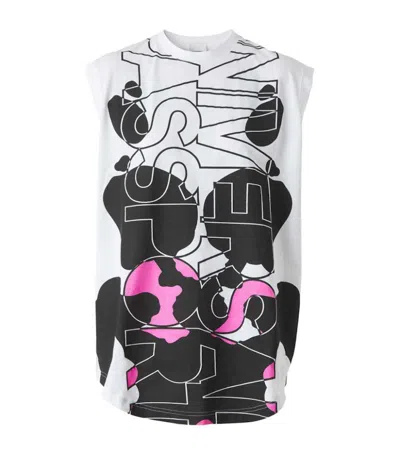 Pre-owned Burberry Women's  Universal Passport Printed Sleeveless T-shirt In White/pink/black