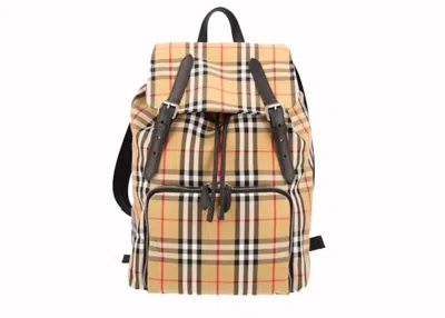 Pre-owned Burberry Women's  Vintage Check Backpack In Beige In Sand