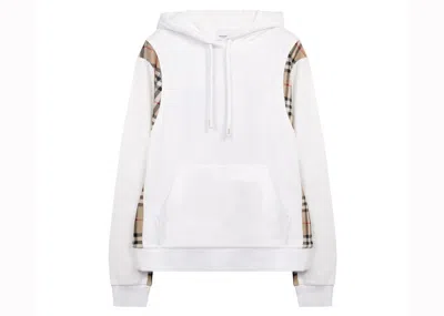 Pre-owned Burberry Women's  Vintage Check Panel Oversized Hoodie In White
