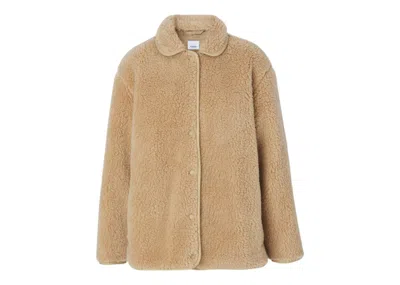 Pre-owned Burberry Women's  Wool Cashmere Blend Fleece Jacket In Beige