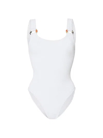 Burberry Women's  X Hunza G Domino Check Ring One-piece Swimsuit In White