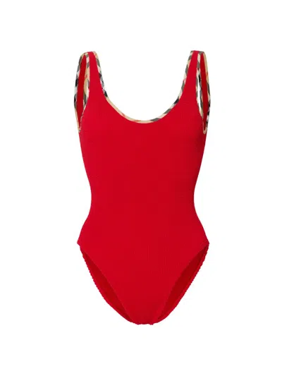 Burberry Women's  X Hunza G Faye Check One-piece Swimsuit In Red
