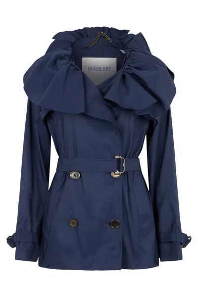 Burberry Women's -inspired Short Technical Trench With Waist Belt In White