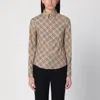 Burberry Beige Button-down Shirt With Check Pattern In Beige