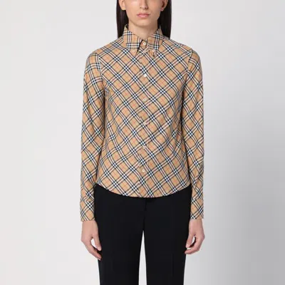 BURBERRY WOMEN'S BUTTON-DOWN SHIRT WITH CHECK PATTERN
