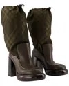Burberry Leather And Nylon Blend Wedge Boots