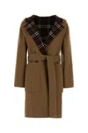 Burberry Reversible Wool Coat Belted Waist In Brown