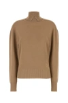 Burberry High-neck Wool Sweater With Logo Intarsia In Brown
