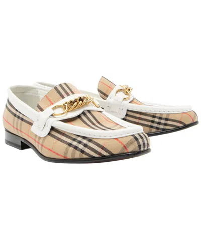 Pre-owned Burberry Women's Canvas, Leather  Nova Check Leather Flat (authentic  Pre-loved)