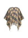 Burberry Charlotte Cape With Plaid Pattern And Fringe