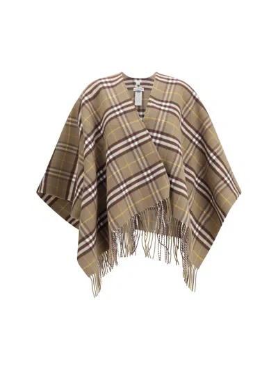BURBERRY BURBERRY WOMEN WOOL AND CASHMERE CHECK CAPE