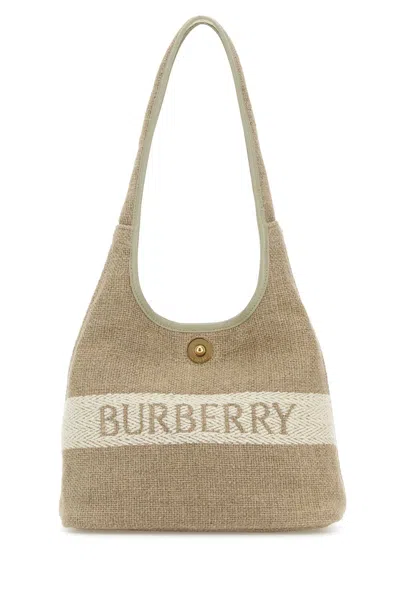 Burberry Women Cappuccino Canvas Shoulder Bag In Brown