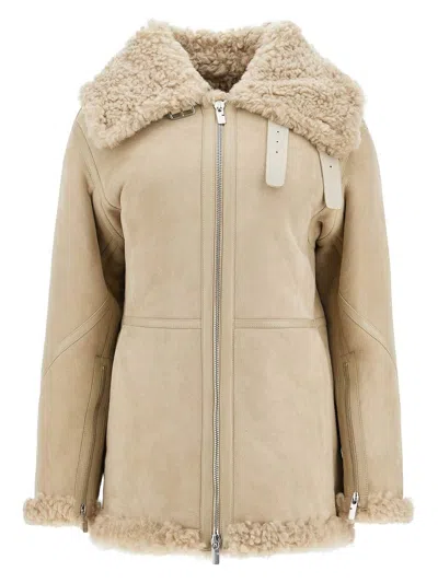 BURBERRY WOMEN'S CAPPUCCINO SHEARLING JACKET